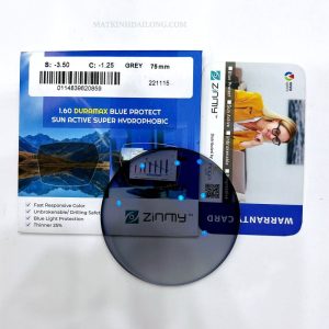 TRÒNG KÍNH ZINMY ĐỔI MÀU 1.60 BLUE UV